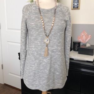 Anthropologie heather grey button back sweater